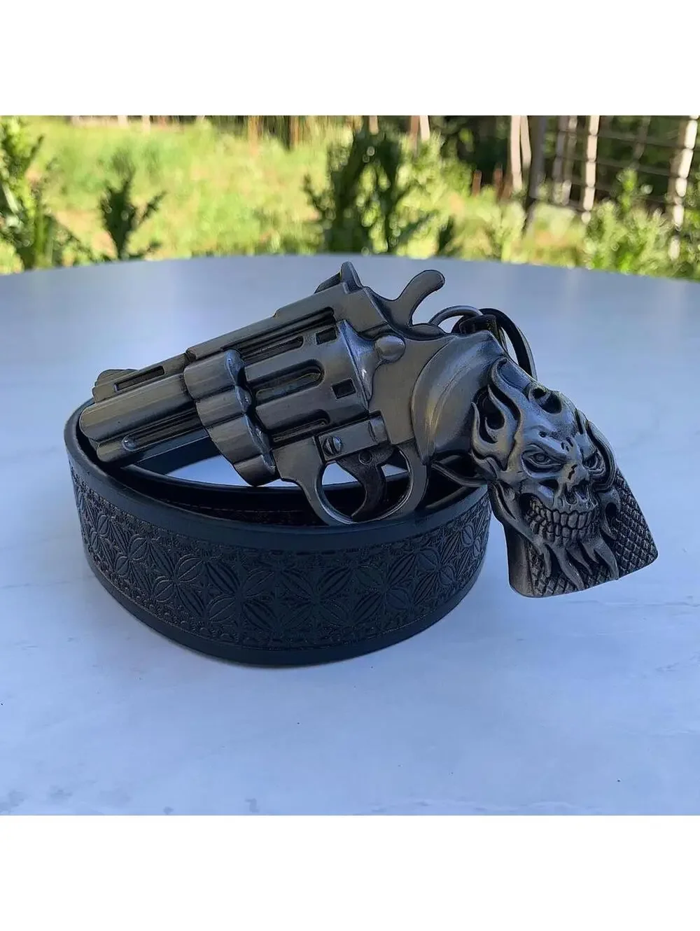 Grunge Punk Gun Skeleton Y2K 2000s style belt. 47 inches length